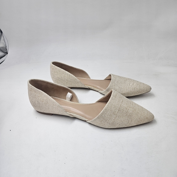 A New Day Julie D'Orsay Cream Linen Pointed Toe Flats Size 9.5 Minimalist Chic - Picture 7 of 7